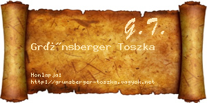 Grünsberger Toszka névjegykártya